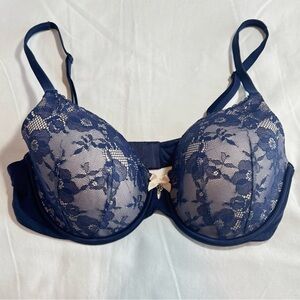 Victoria's Secret Body by Victoria Perfect Coverage Midnight Blue Lace Bra 36D